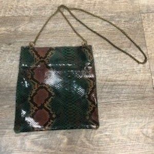 Free People Faux Snake Skin Purse with magnetic closure and chain